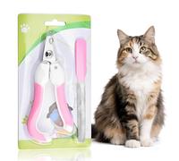 Coupe Griffes Chat et Petit Chien avec Lime à Ongles, Coupe Ongle Professionnel pour Lapin et Petits Animaux, Poignée Incurvée Ergonomique pour un Toilettage Sécurisé, Rose