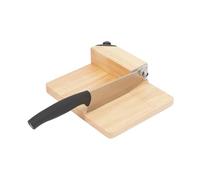 Coupe-guillotine en acier inoxydable, bois d'hévéa, 18 x 22 cm | Échelle précise, couteau biseauté, lavage à la main, pour pain, légumes, bacon et gâteaux de riz