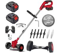Coupe-herbe électrique sans fil Weed Wacker, désherbeur léger sans fil, réglable en hauteur avec 3 types de lame et de roues, pour jardin et cour