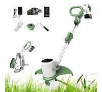 Coupe-Herbe et Coupe-Bordure sans Fil, Batterie au Lithium 21 V, tête réglable à 90° avec Lame en métal, Arbre Pliable télescopique, Roue latérale et Protection de sécurité pour Couper Les Mauvaises