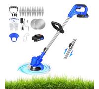 Coupe-Herbe Et Coupe-Bordures sans Fil avec Batteries Li-ION De 1,5 Ah Et Chargeur Rapide, Débroussailleuse De Jardin À Piles, 10 Lames, Tube Télescopique, Pivots De Tête À 90°pour Bordure De Jardin