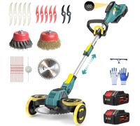 Coupe-Herbe sans Fil 21V, Compatible avec Batteries Makita, Débroussailleuse avec Brosse de désherbage, 2 Batteries 4.0Ah incluses, Moteur sans balais 900W pour pelouse, Jardin, Cour (Bleu)