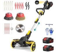 Coupe-Herbe sans Fil 21V, Compatible avec Batteries Makita, Débroussailleuse avec Brosse de désherbage, 2 Batteries 4.0Ah incluses, Moteur sans balais 900W pour pelouse, Jardin, Cour (Noir)