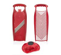 Coupe-Légumes Börner Set (3 pièces) • Coupe-légumes Ondulé + Râpe à Légumes + Porte-Fruit • Ensemble de Coupe-Légumes pour Divers Styles de Coupe • Couleur: Rouge