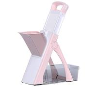 Coupe-légumes de Cuisine 6 en 1, Hachoir et Trancheur de Légumes Sûr et Réglable avec Lame Intégrée for Trancher, Déchiqueter, Couper en Dés et Moudre(Pink)