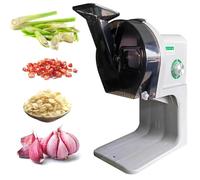 Coupe-légumes électrique, 100 W commercial, coupe-ail et coupe-oignons verts avec grands ports d'alimentation et de décharge, réglable de 1 à 6 mm et 2 vitesses différentes, idéal pour l'ail, le
