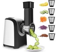 Coupe-légumes électrique 150W professionnel 5 en 1 Coupe-légumes électrique avec 5 lames râpe à légumes, râpe électrique multifonctionnelle pour fromage, fruits et légumes