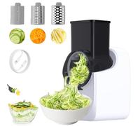 Coupe Legumes Electrique, 3 en 1 Rapeuse Legume Electrique Multifonction avec 3 Jeux de Lames, Facile à Nettoyer pour Carottes, Pommes de Terre, Fromage, Concombres