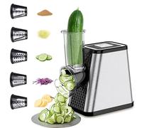 Coupe-légumes électrique 5 en 1 - Mandoline professionnelle en acier inoxydable - Multifonction pour la préparation de la maison et de la salade - 500 W - Avec 5 lames en acier inoxydable - Pour