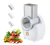 Coupe-légumes électrique 65 W, hachoir à légumes électrique 3 en 1, râpe à carottes, blanc, large goulot d'alimentation