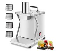 Coupe-légumes électrique en acier inoxydable, design détachable avec grand port d'alimentation, comprend quatre lames remplaçables pour couper rapidement les légumes en dés