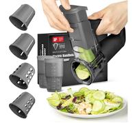 Coupe-légumes électrique, presse-salade portatif sans fil, hachoir à légumes rotatif, 4 lames,double compartiment de rangement,noir