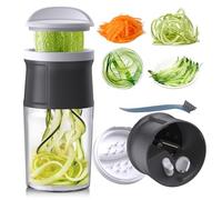 Coupe-légumes en spirale, 4 en 1, avec récipient, pour courgettes, légumes, spaghetti, pour spaghettis de légumes, courgettes, carottes, carottes, pommes de terre
