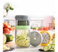 InnovaGoods - Coupe-Légumes Spirale 3-en-1, Râpe Multifonction avec Recettes, Lames en Acier Inoxydable, Démontable et Lavable au Lave-Vaisselle, Multicolore, Polypropylène Acier
