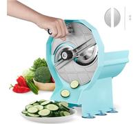 Coupe légumes et fruits manuelle, 0-12mm d'épaisseur : Coupeuse commerciale avec lame en acier inoxydable pour concombres, citrons, tomates - Double ouverture d'alimentation, réglable.