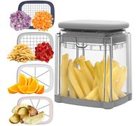 Coupe-légumes et fruits multifonctions - 4 lames pour couper en dés, trancher et plus encore, 5 livres de recettes inclus, facile