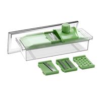 Coupe-légumes et râpe de cuisine multifonction - Coupe-légumes manuel pour tranches et bâtonnets - Éplucheur ergonomique avec protection de sécurité - Râpe universelle compacte pour carottes, Cetr