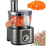 Coupe-légumes et trancheuse à fruits électrique, robot culinaire professionnel de 600 W avec une capacité de 5 l, hachoir automatique comprenant un couteau à dés carottes