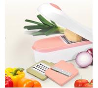 Coupe légumes & fruits sécurisé -Bac récupérateur,3 lames inox -Tranche, découpe frites, rondelles, dés -Râpe fromage -Durandal