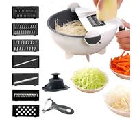 Coupe-légumes | Hachoir de cuisine avec dispositif de sécurité et panier d'évacuation pour pommes de terre, oignon, fromage, concombre, carottes, salade, préparation des repas