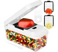 Coupe-légumes mandoline manuelle multifonction - 2 lames inox interchangeables, récipient intégré, sans BPA