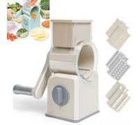 Coupe-légumes manuel multifonction - Tambour rotatif pour trancher et râper efficacement (beige)