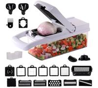 Coupe-Légumes Multifonction 22 En 1, Mandoline De Cuisine Professionnelle, Hachoir À Légumes Réglable À 12 Lames Pour Tranche[H204]