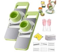 Coupe-légumes Multifonction, 6 en 1 Trancheuse à Mandoline, Trancheuse à Main Portable, Lames Réglables en acier Inoxydable, Mandoline Gadgets de Cuisine (2PCS)
