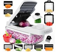 Coupe Légumes Multifonction 9-en-1 Professionnelle - Trancheuse,Râpe pour Légumes et Fromage (Blanc)