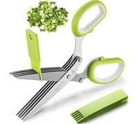 Coupe-légumes multifonction en acier inoxydable à 5 lames, avec couvercle de sécurité et peigne de nettoyage, pour couper la salade d'oignons à la coriandre