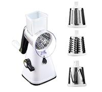 Coupe-légumes multifonction manuel de type rouleau broyeur trancheuse cuisine outil de cuisine avec trois lames sans danger pour fonctionner sans électricité nécessaire, facile à nettoyer, pratique