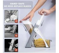 Coupe-légumes multifonction manuel, lame en acier inoxydable, pour râper, couper en dés et couper les pommes de terre, gris