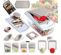 Coupe-Légumes Multifonction Pro Facile à Nettoyer Robuste Qualité Professionnelle Râper Emincer Couper Facile à Ranger.Offert Livre de Recette Récipient avec Couvercle pour Conserver Vos Légumes