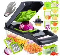 Coupe Legumes Multifonctions,16 en 1 Coupe Legume Manuel,Professionnelle Mandoline Cuisine, avec 7 Lames Remplaçables, Rapeuse Legume Decoupe Legumes pour Oignon Ail Tomate Rape Pomme de Terre Carote