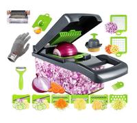 Coupe Legumes Multifonctions 16 en 1,Professionnelle Mandoline Cuisine, Coupe Legume Manuel à 8 Lames Remplaçables,Decoupe Legumes