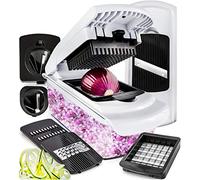 Coupe Legumes Multifonctions et Mandoline Professionnelle Cuisine - Trancheur de Légumes - Decoupe Legumes Cube Oignon Carotte Concombre Tomates - Rapeuse Legume et Fromage (Standard 7-en-1 Blanc)