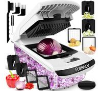Coupe Legumes Multifonctions - Spiraliseur et Decoupe Legumes Manuel - Coupe Legume Cube Oignon Carotte Concombre Tomates Fruits - Cuisine Accessoires (4-en-1 Blanc)