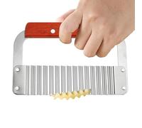 Coupe-légumes ondulé en acier inoxydable avec manche en bois