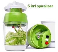 Coupe Légumes Spirale 5 en 1, Spiraliseur de Légumes Spiralizer Legume Spaghetti pour Carottes & Concombres, Mandoline Cu MANDOLINE