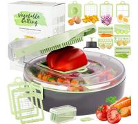 Coupe-légumes, trancheuse à légumes, mandoline pro, trancheuse à légumes, hachoir multifonction tout-en-un avec récipient, coupe-oignons, trancheuse à légumes de cuisine, coupe-dés, séparateur d'œufs,