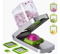 VEVOR Hachoir à Légumes avec 3 Lames en Acier Inoxydable, Coupe Légumes avec Récipient, Coupe-oignons Lavage Facile, Coupe Pommes de Terre Hachage Rapide, Gadgets de Cuisine Compatible Lave-vaisselle