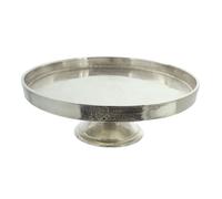 Coupe "Maison" très noble, fonte d'aluminium au look antique argenté, pied joliment galbé. Dimensions : Ø 33 x 12 cm