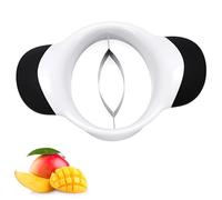 Coupe Mangue, Trancheuse à Mangue, Éplucheur de Mangues Trancheur de Mangues en acier inoxydable, Mango Slicer Lame Acier Inoxydable, Poignées Ergonomiques et Lames en Acier Inoxydable, Noir et Blanc
