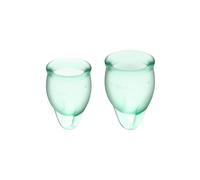 Satisfyer Feel Confident Coupe menstruelle 2 pièces | Cup menstruelle réutilisable & durable, 15 & 20 ml | Facile à nettoyer & confortable | Protection durable silicone médical: Vert
