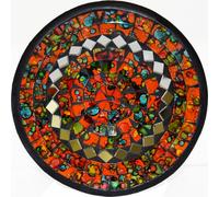 Coupe mosaïque Coupe en argile Coupe en verre Coupe décorative Mosaïque artisanat pierres en verre Déco rond miroir M, orange