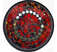 Coupe mosaïque Coupe en argile Coupe en verre Coupe décorative Mosaïque artisanat pierres en verre Déco rond miroir M, rouge