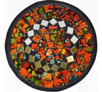 Coupe mosaïque Coupe en argile Coupe en verre Coupe décorative Mosaïque artisanat pierres en verre Déco rond miroir S, orange