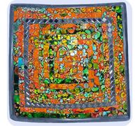 Coupe mosaïque Coupe en argile Coupe en verre Coupe décorative Mosaïque artisanat pierres en verre Décoration carré miroir grand, orange