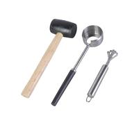 Coupe-noix de coco avec marteau en caoutchouc, rabot à viande en acier inoxydable, outil d'ouverture facile à utiliser