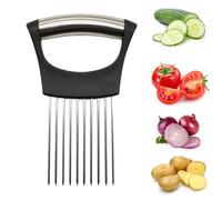 Coupe-oignons en acier inoxydable - Support pour couper les oignons - Aide à la découpe - Assistant alimentaire - Coupe-légumes manuel - Pour viande, oignons, pommes de terre, tomates, citrons
